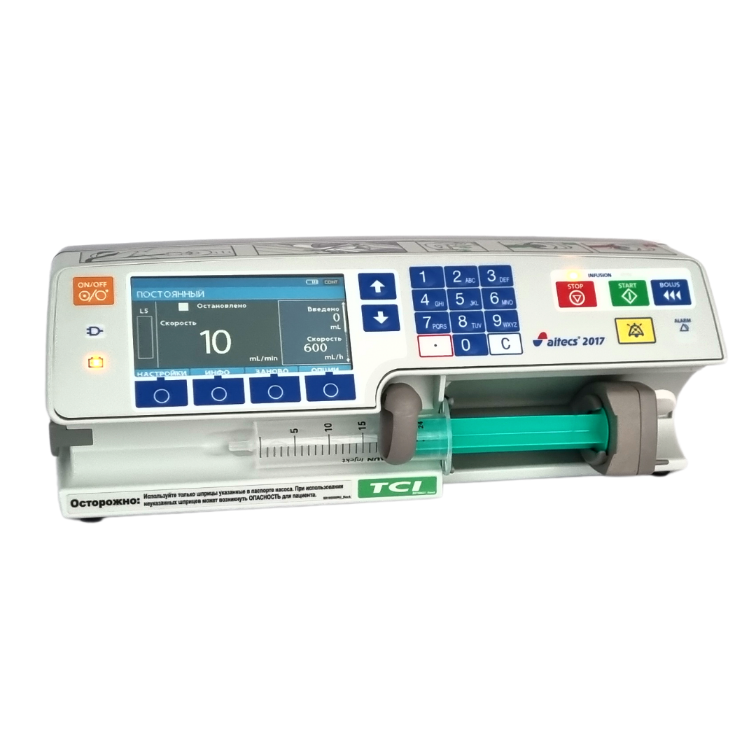 Высокоточный шприцевой насос с ручным захватом шприца AITECS 2017